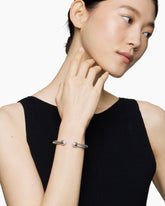 Classic Cable Bracelet in Sterling Silver with 14K Yellow Gold and Pearls, 7mm